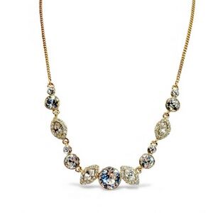 Givenchy Gold Tone Crystal Necklace Round & Marquise Cut Sparkling Rhinestones